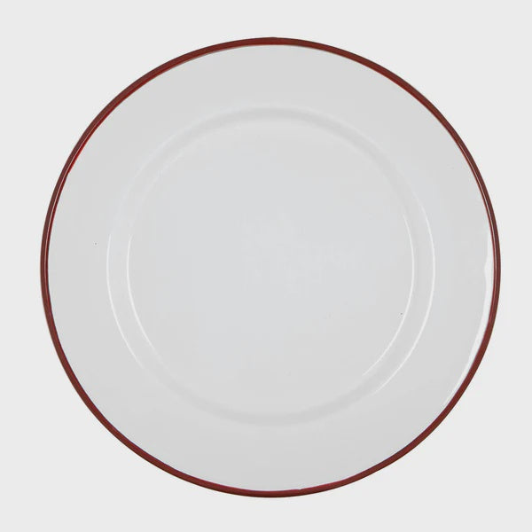 White Enamel Dinner Plate with Coloured Rim – Mon Pote