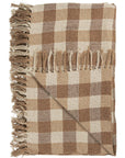 Brown and Beige Check Cotton Throw