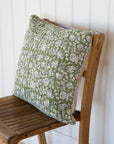 Floral Quilted Cushion / Olive