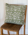 Floral Quilted Cushion / Olive