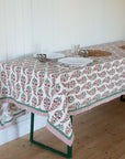 Red and Green Floral Festive Table Cloth
