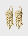 Stefania Floral Pendant Hook Earrings in Gold