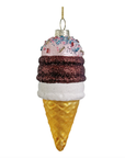 Strawberry Ice Cream Cone Glass Tree Decoration