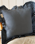 Cotton Ruffle Cushion / Blue Celestial Stripe