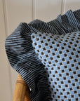 Cotton Ruffle Cushion / Blue Celestial Stripe