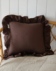 Cotton Ruffle Cushion / Brown Celestial Stripe
