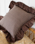 Cotton Ruffle Cushion / Brown Celestial Stripe