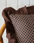 Cotton Ruffle Cushion / Brown Celestial Stripe
