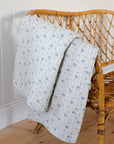 Rosalie Pastel Blue Floral Stripe Quilt 140 x 180cm