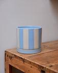 Blue and White Striped Plant Pot and Saucer / Sizes