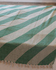 Recycled Cotton Throw / Green Diagonal Stripe