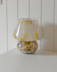 Large Glass Mushroom Lamp / Yellow Rose Lilac