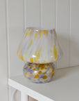 Large Glass Mushroom Lamp / Yellow Rose Lilac