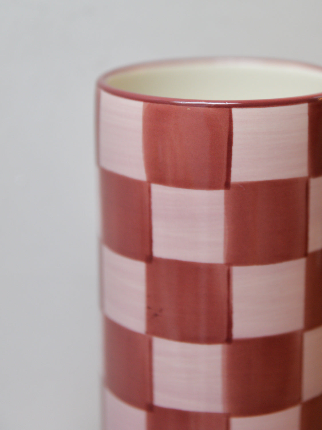 Maroon and Pink Checkered Vase