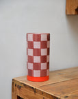 Maroon and Pink Checkered Vase