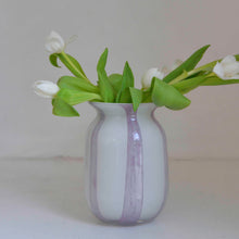 Load image into Gallery viewer, Mouth Blown Glass Vase / Lavender Stripes