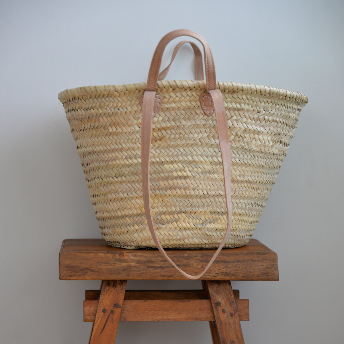 Basket Bag with Leather Handles Sizes Mon Pote