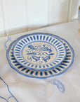 French Porcelain Scalloped Floral Lunch Plate / Blue