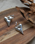 Daria Puff Heart Hoop Earrings / Gold and Silver