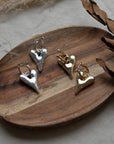 Daria Puff Heart Hoop Earrings / Gold and Silver
