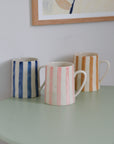 Begonia Mug / Brown, Rose, Blue Stripes