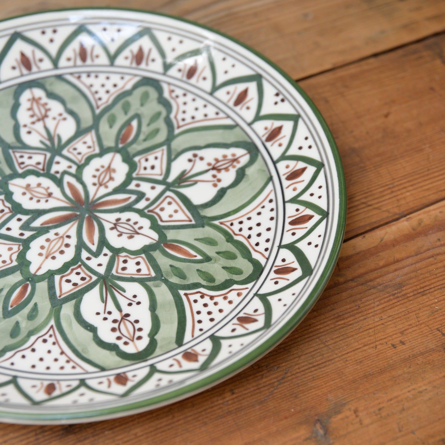 Green Hand Painted Patterned Plate