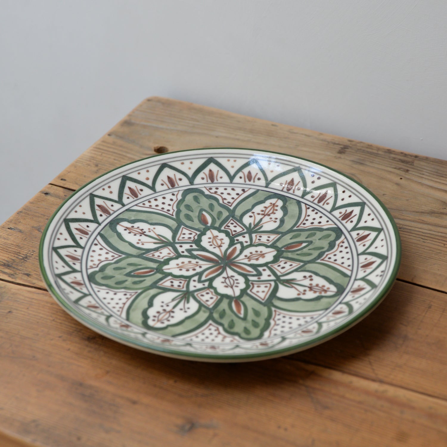 Green Hand Painted Patterned Plate