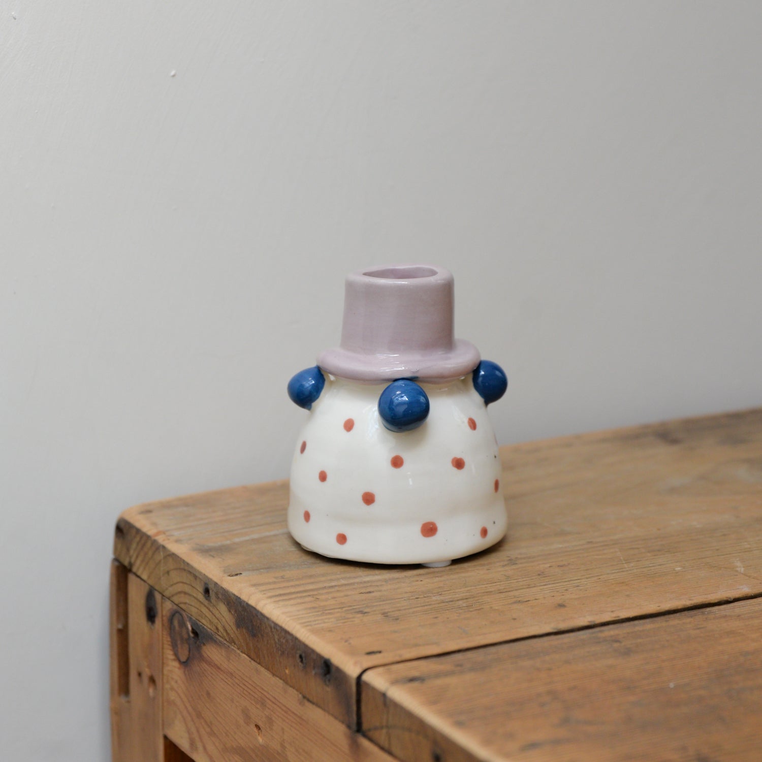 Hand Painted Ceramic Candle Holder / Rose