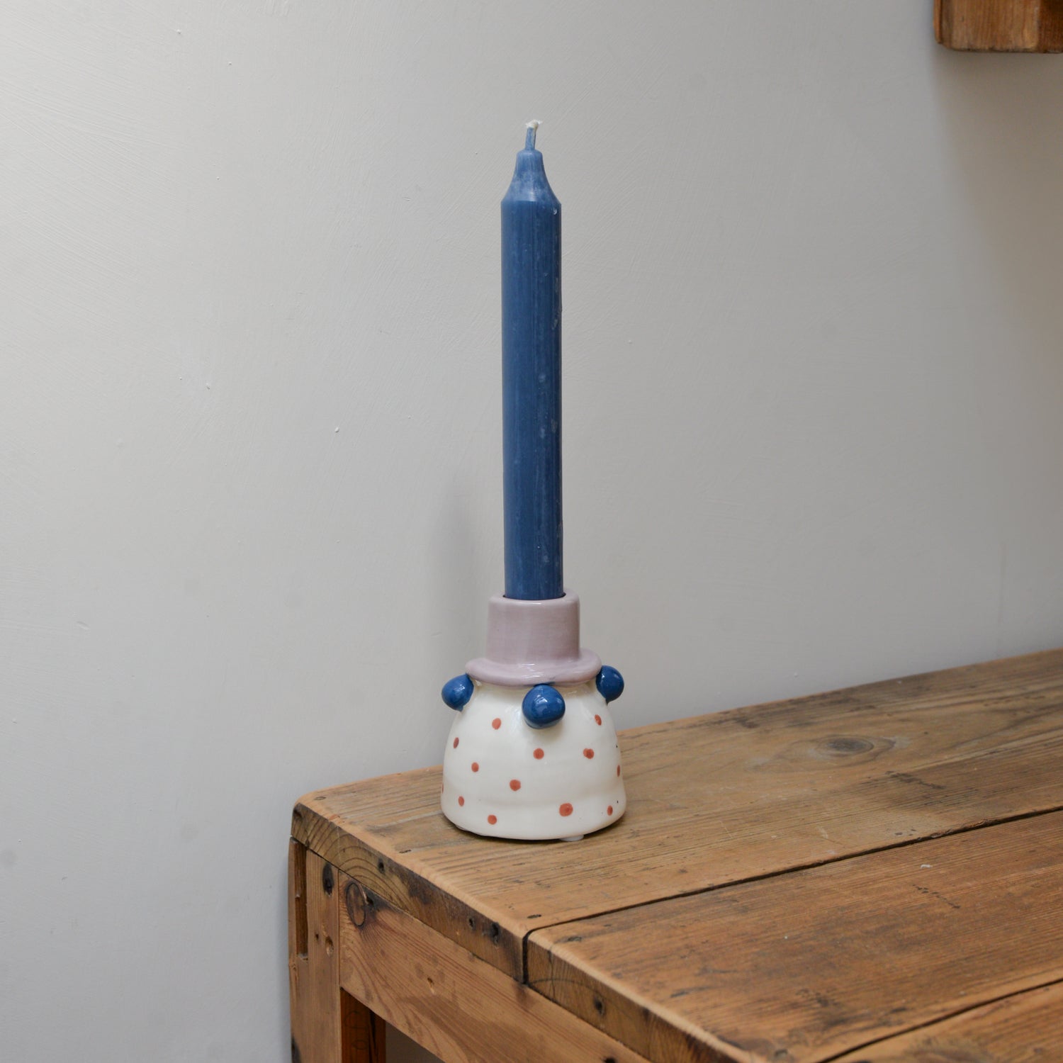 Hand Painted Ceramic Candle Holder / Rose
