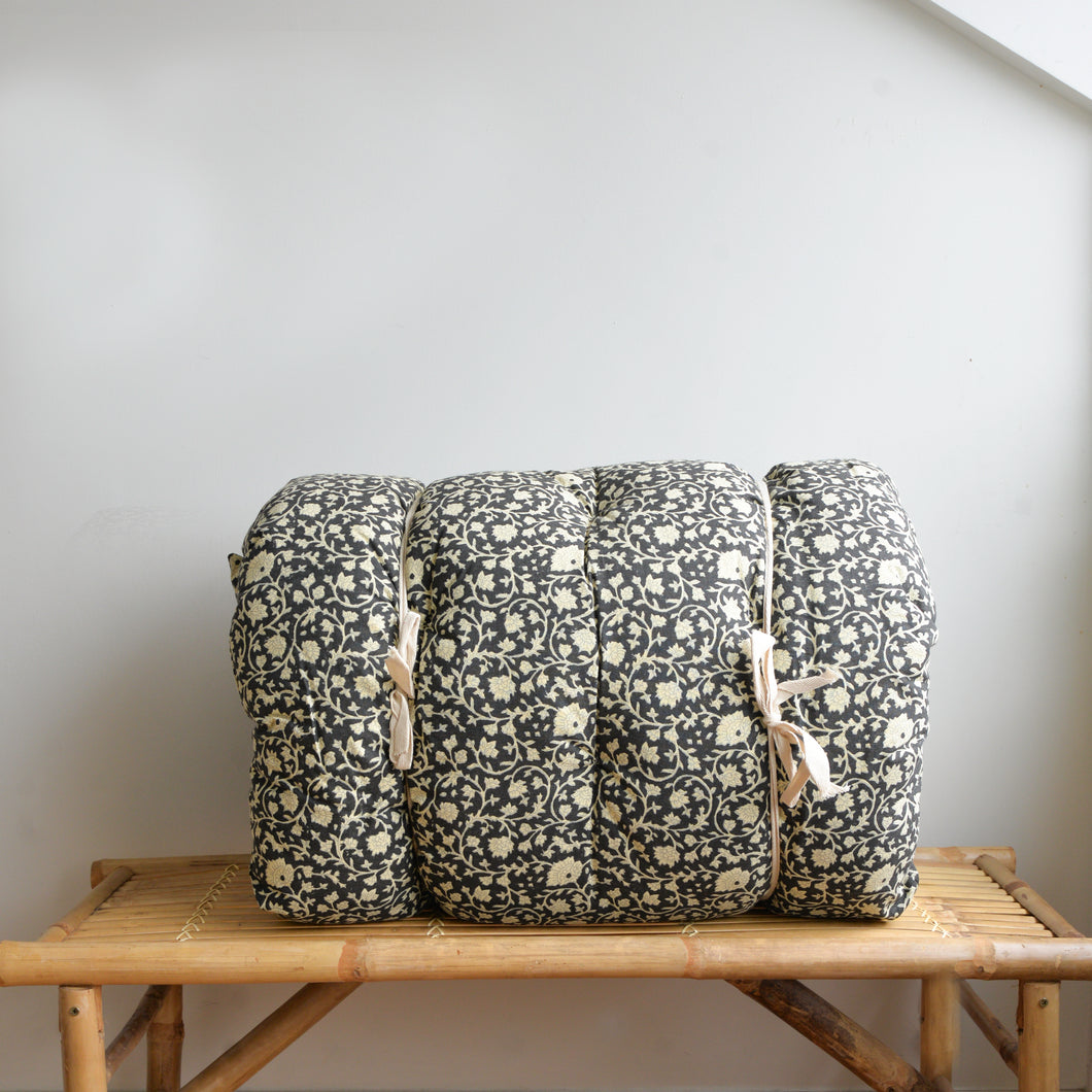 Kamala Floral Bench Cushion in Black and White