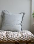 Kamala Floral Cushion in Cream and Blue Cotton
