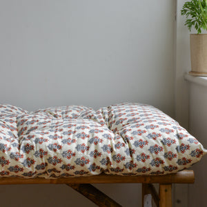 Kamala Floral Cushion in Cream and Blue Cotton
