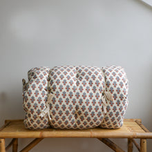 Load image into Gallery viewer, Kamala Floral Cushion in Cream and Blue Cotton
