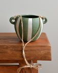 Nijaz Hanging Flower Pot / Green Stripe