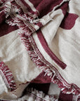 Olica Burgandy and White Throw