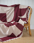 Olica Burgandy and White Throw