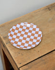 Checkered Coaster / Brown and Baby Blue