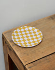 Checkered Coaster / Mustard and White