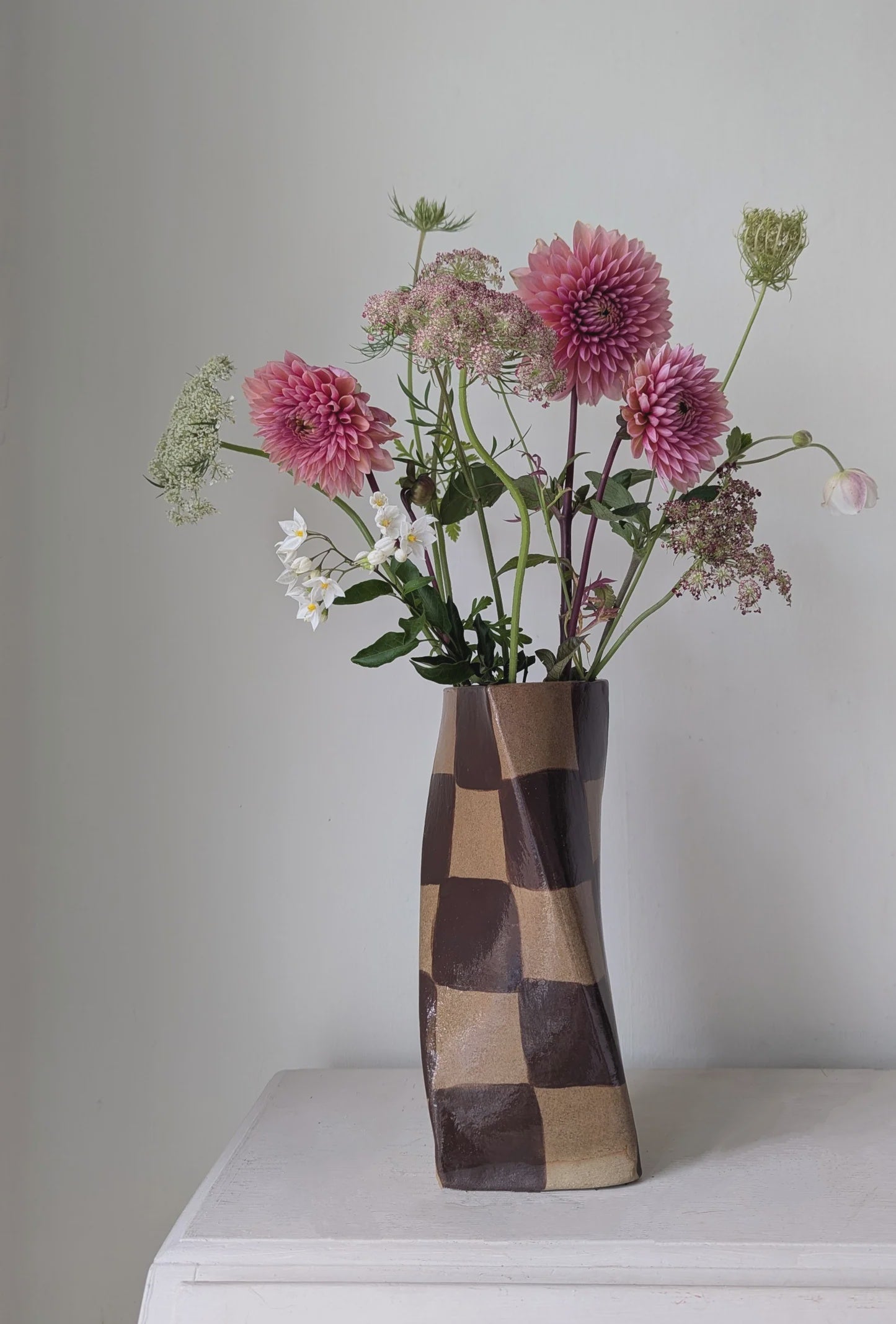 Brown Check Twist Vase