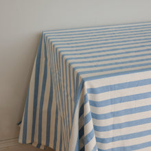 Load image into Gallery viewer, Blue and White Stripe Tablecloth / Rimini Ocean