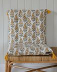 Calla Floral Chair Pad or bench Cushion / Honey Yellow