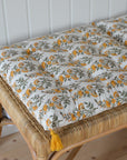 Calla Floral Chair Pad or bench Cushion / Honey Yellow