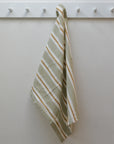 Green and White Striped Tea Towel