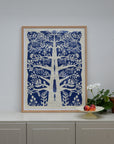 Paper Cut Tree Poster Indigo