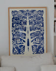 Paper Cut Tree Poster Indigo