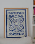 Paper Cut Wheel Poster Indigo