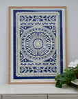 Paper Cut Wheel Poster Indigo
