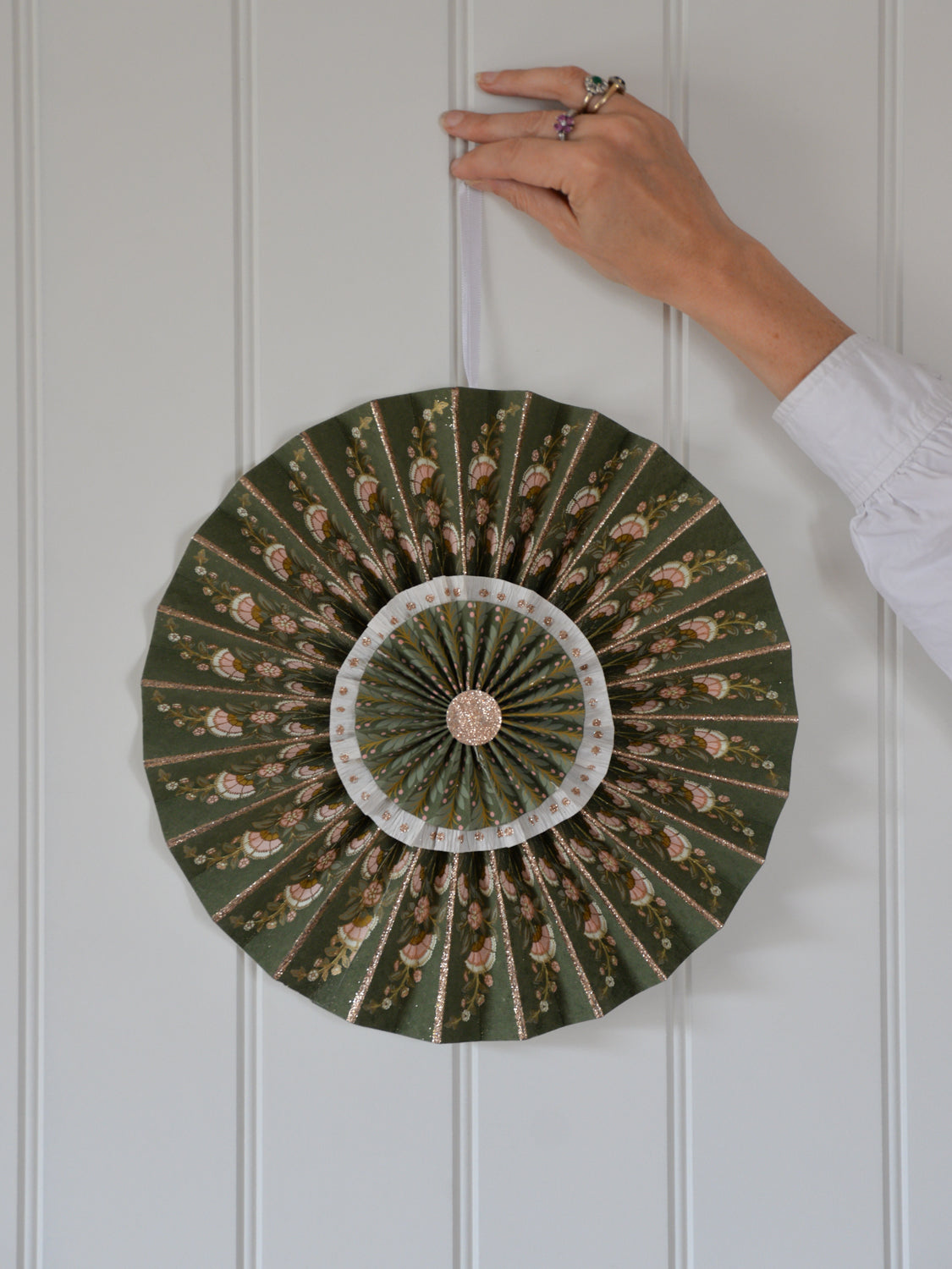 Paper Rosette Calla Olive 30 cm