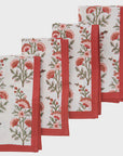 Red and Green Floral Festive Napkins Set of Four