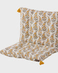 Calla Floral Chair Pad or bench Cushion / Honey Yellow